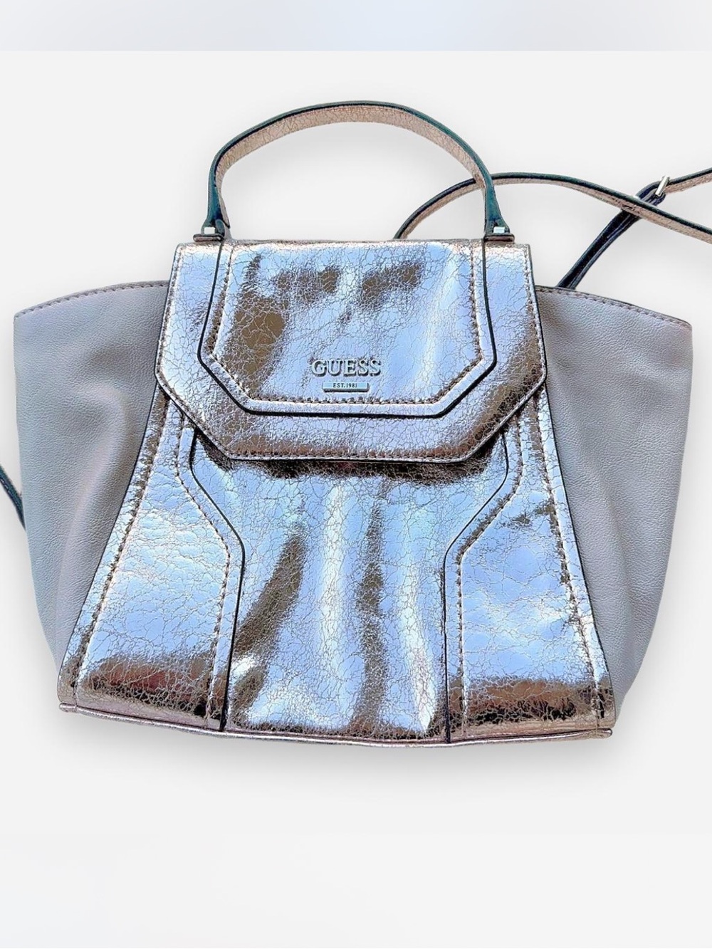 Guess Metallic Pink Mini Backpack